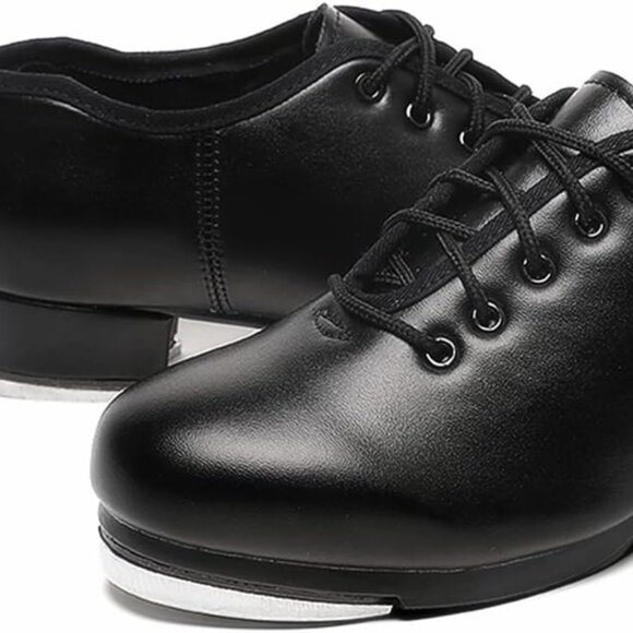 NWT size 12.5 Child Black Tap Shoes Lace up Dance for Girls and Boys - Picture 1 of 5